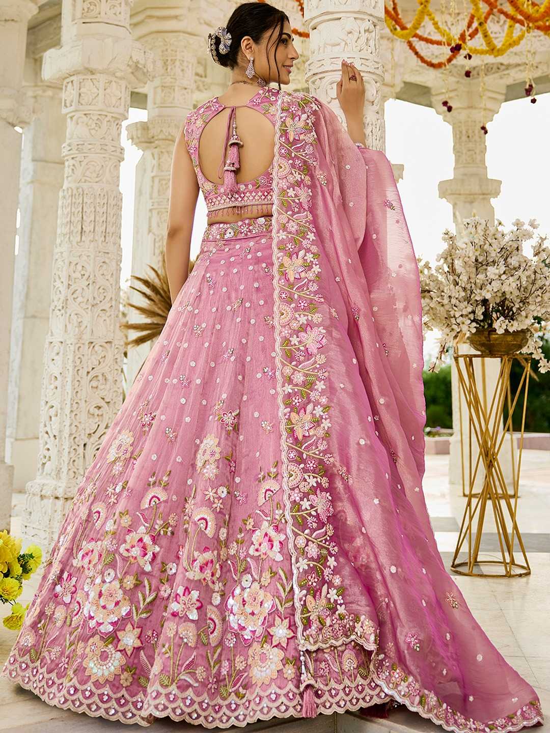 Organza  Embroidered  Lehenga Choli Wedding Outfit